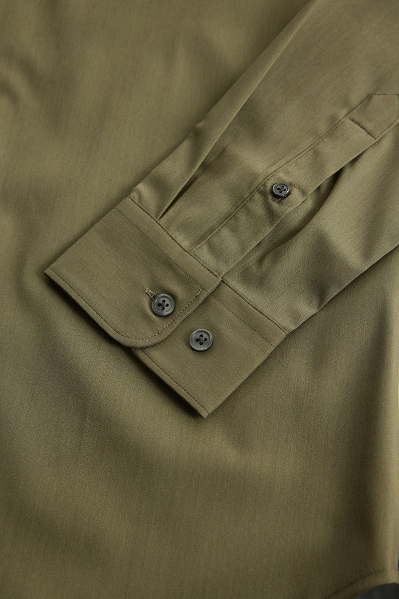 Olive Slim Fit Stretch Shirt