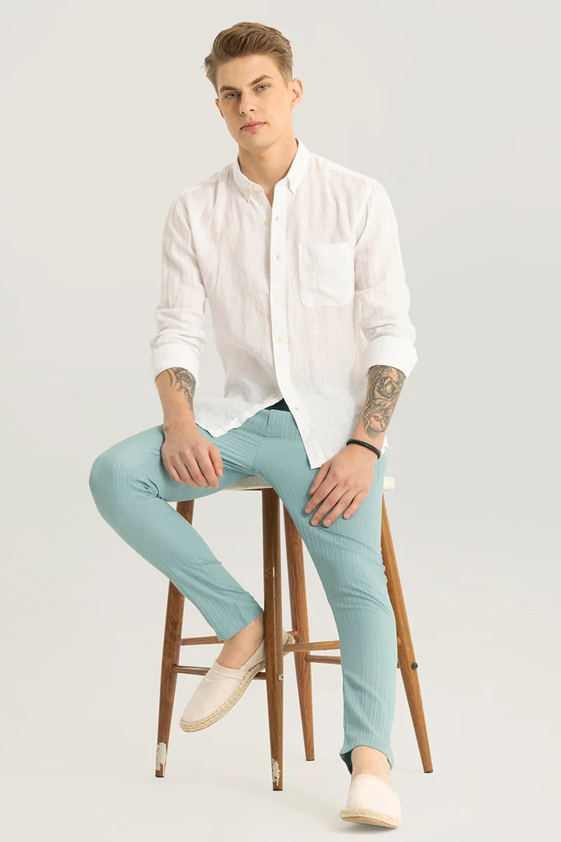 Elementary White Plain Pure Linen Shirt