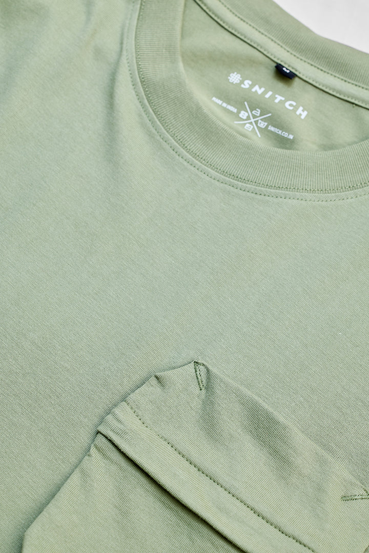 Sage Utility Pocket Oversized T-Shirt