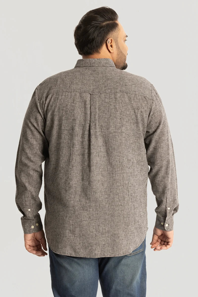 Dark Grey Linen Blend Plus Size Shirt