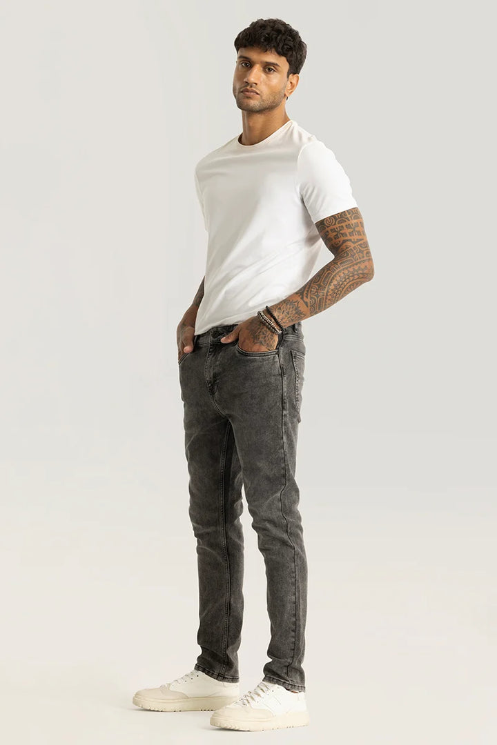 Nexus Grey Plain Slim Fit Jeans