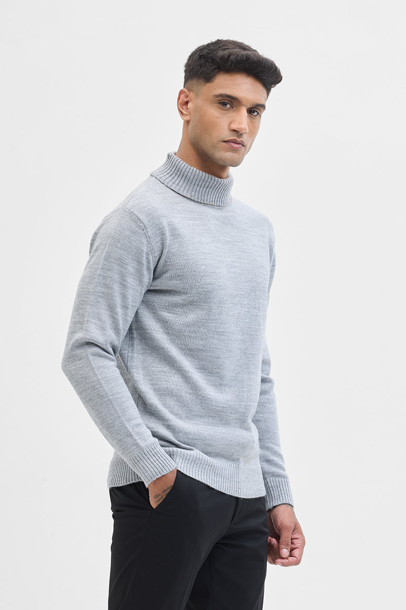 Light Grey Slim Fit Turtleneck Sweater