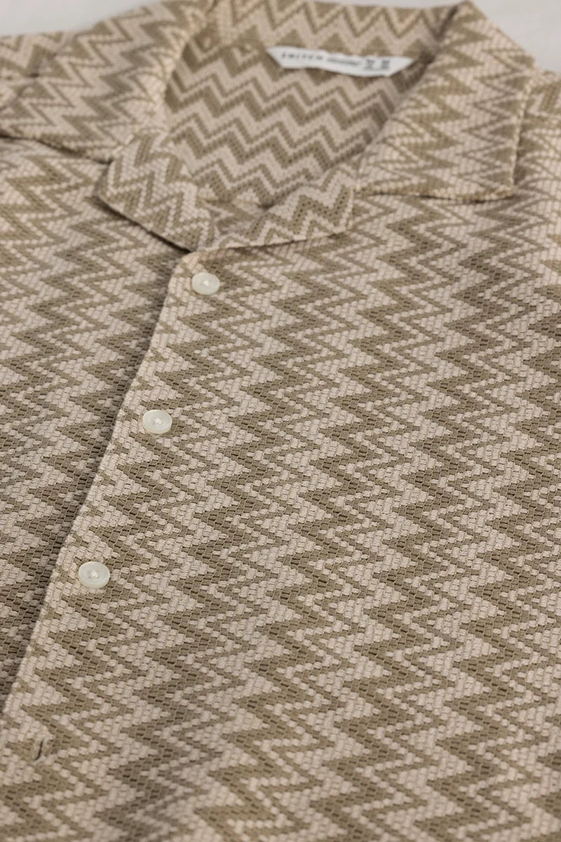 Beige Chevron Crochet Shirt