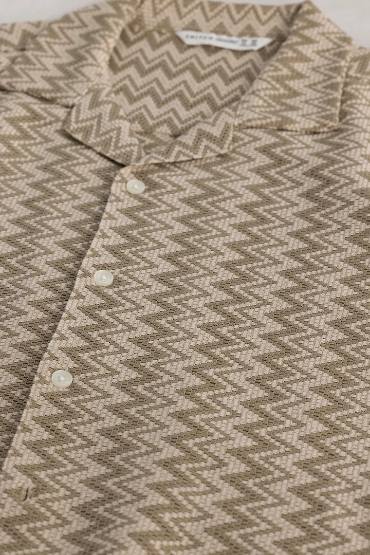 Beige Chevron Crochet Shirt