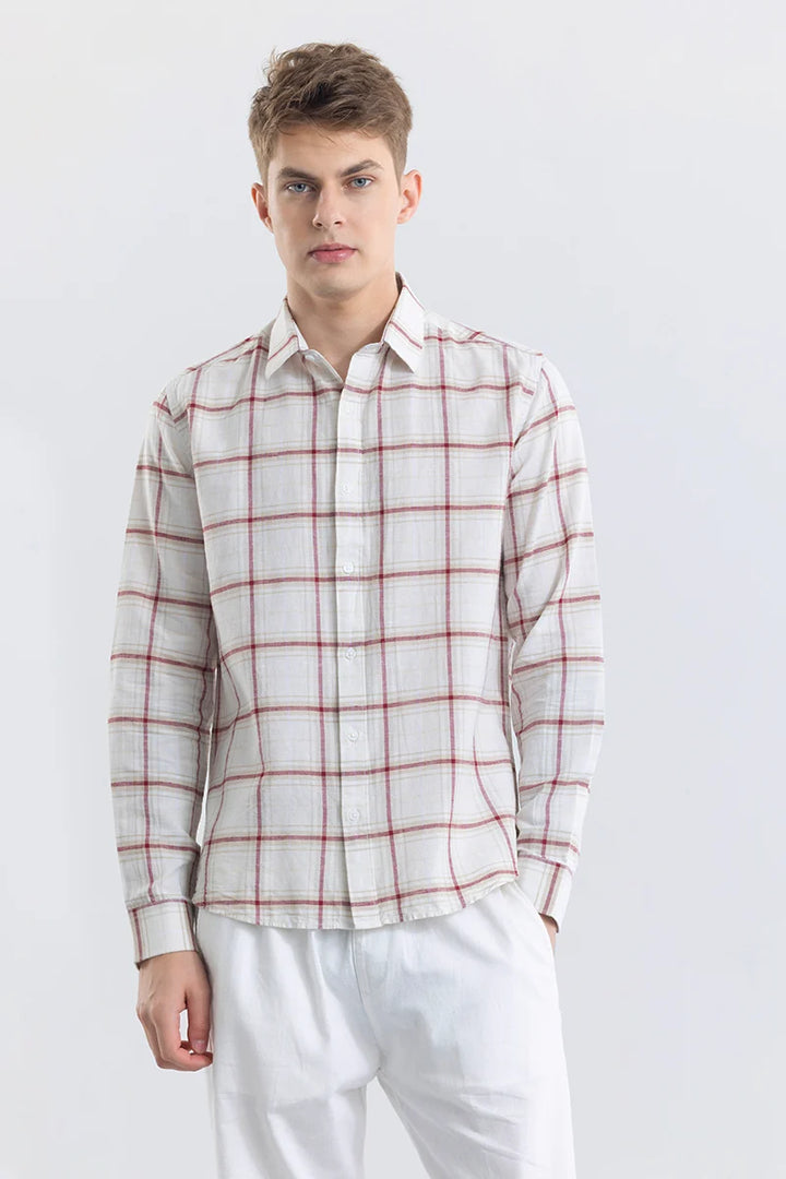 Alessia Red Checks Linen Blend Shirt