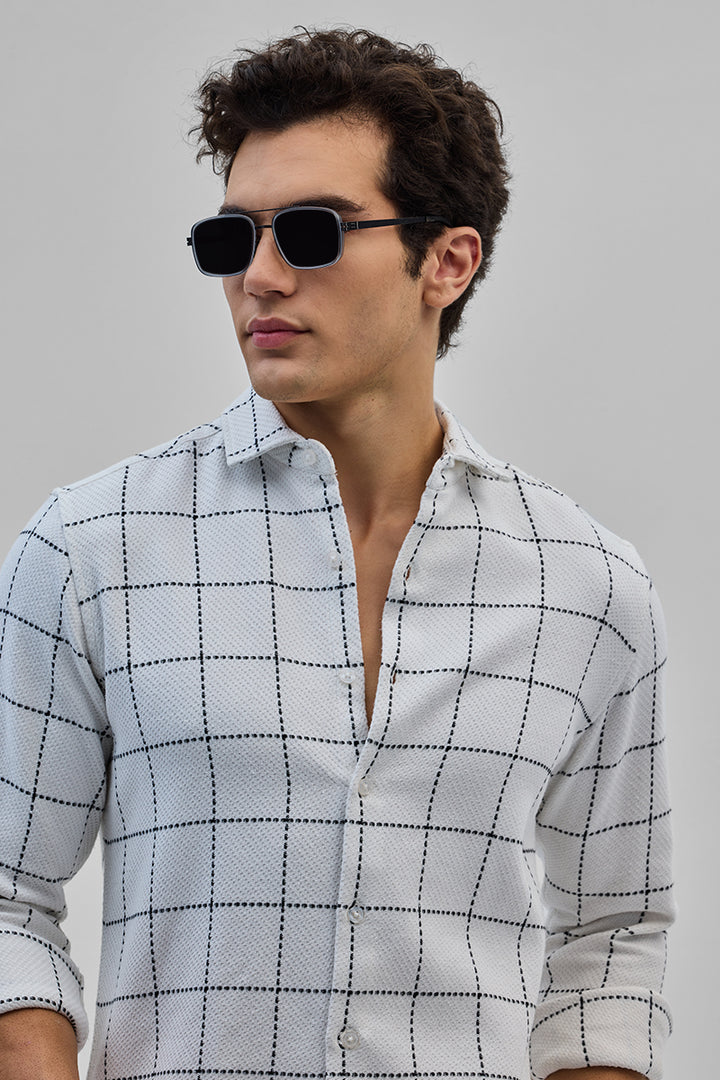 White Textured Checks Shirt