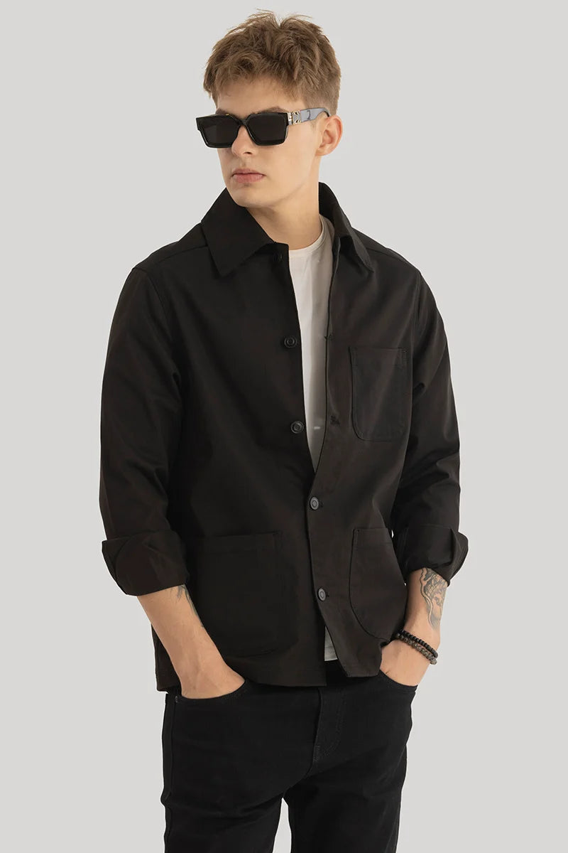 Keystone Black Solid Overshirt