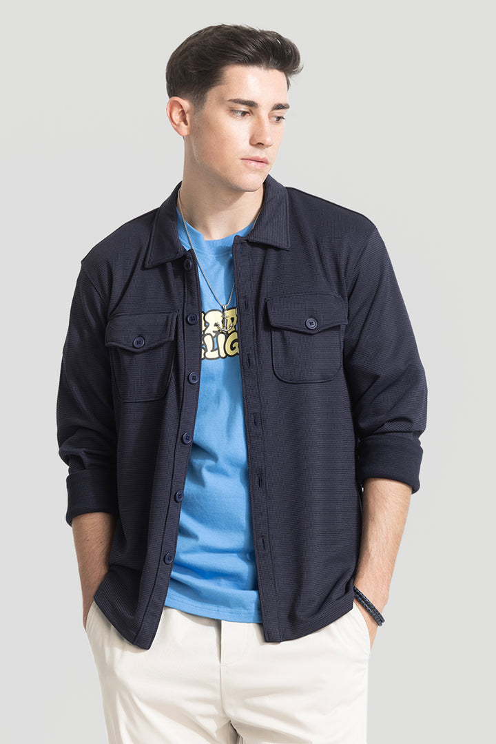 Navy Grid Checks Overshirt