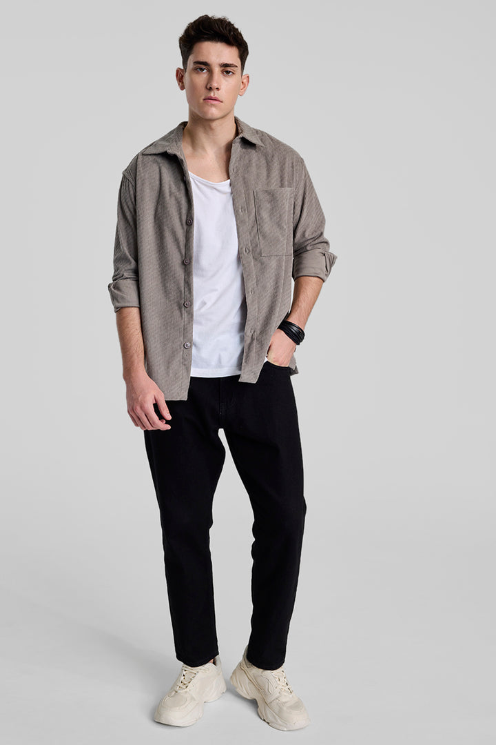 Grey Textured Corduroy Overshirt