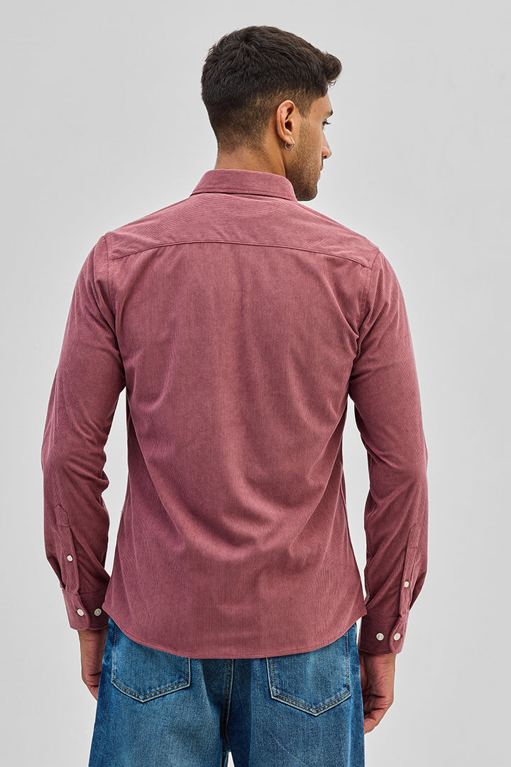 Pink Slim Fit Corduroy Shirt