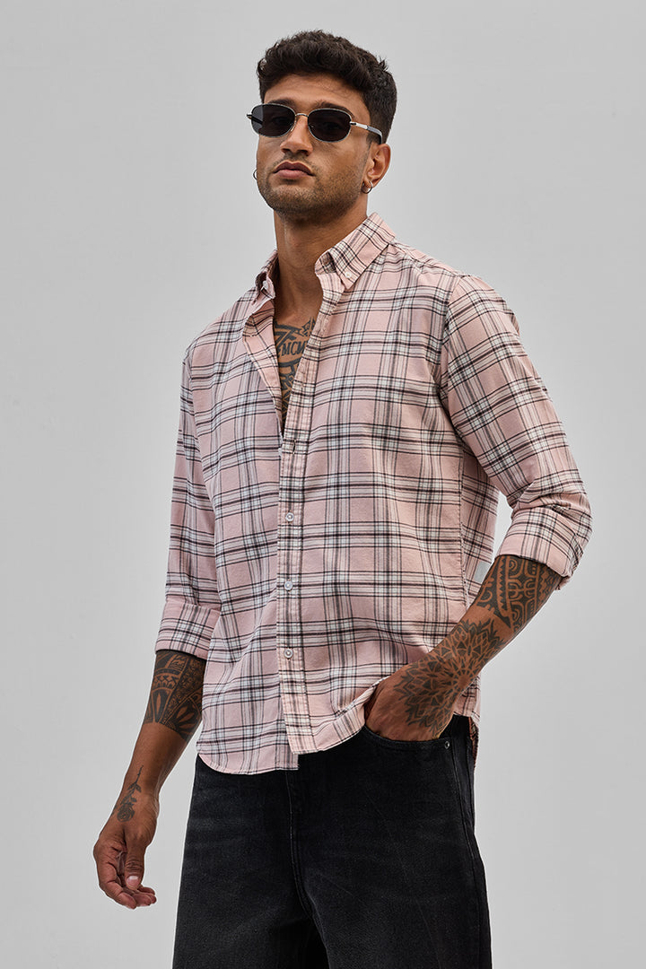 Light Pink Checks Slim Fit Shirt