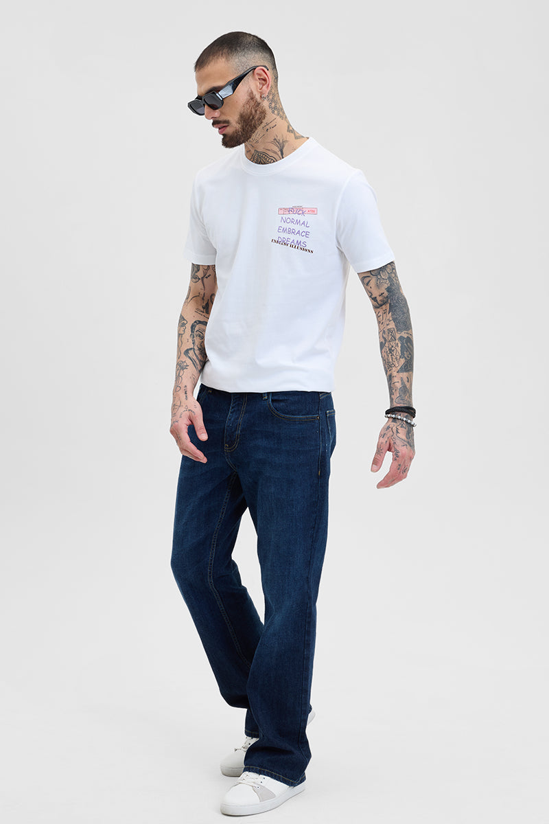 Endless Illusions White Printed Slim Fit T-Shirt