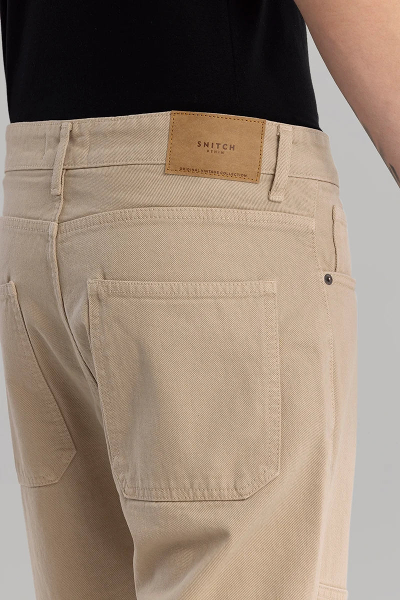 Trendstitch Beige Baggy Fit Jeans