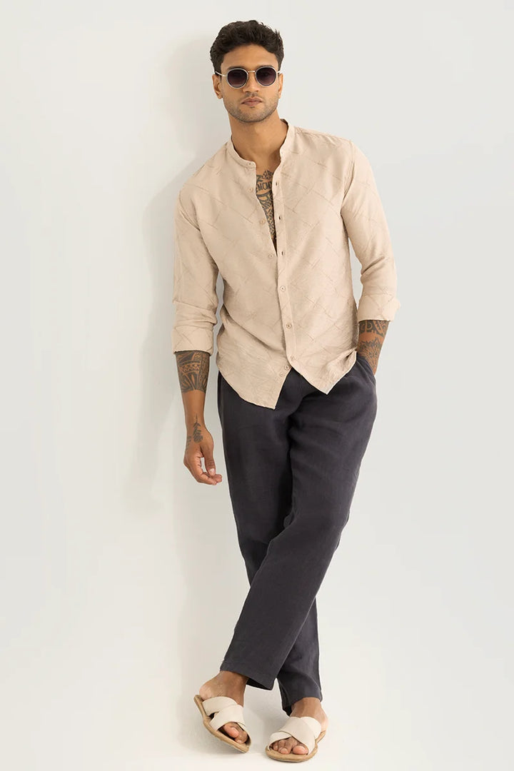 Giovanni Beige Embroidered Shirt