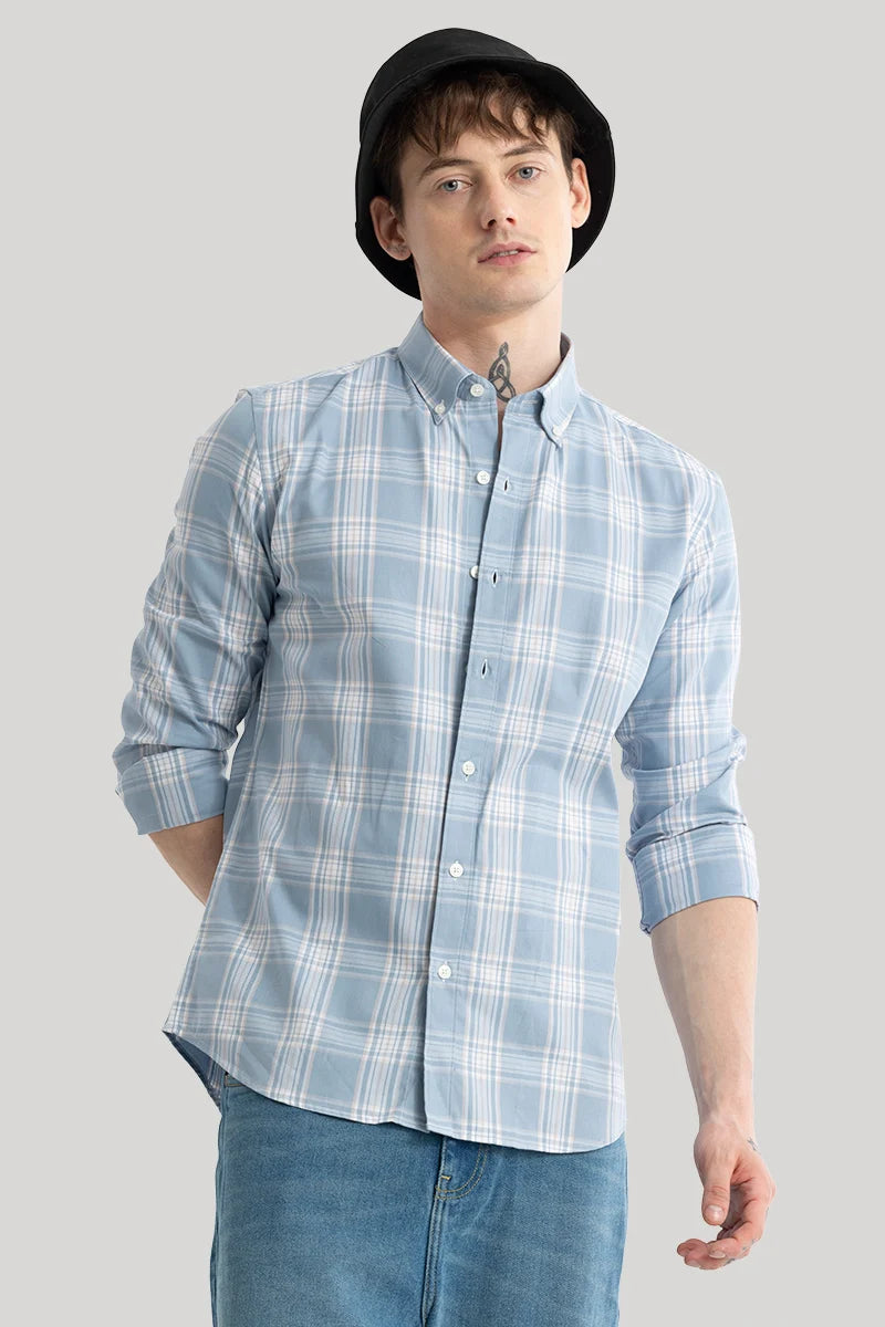 Franco Light Blue Checks Shirt