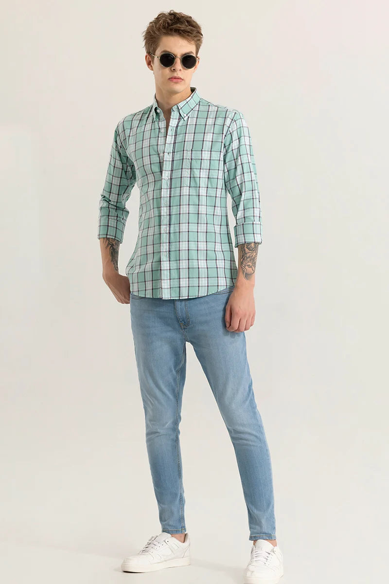 Dupplin Grid Light Green Checked Shirt