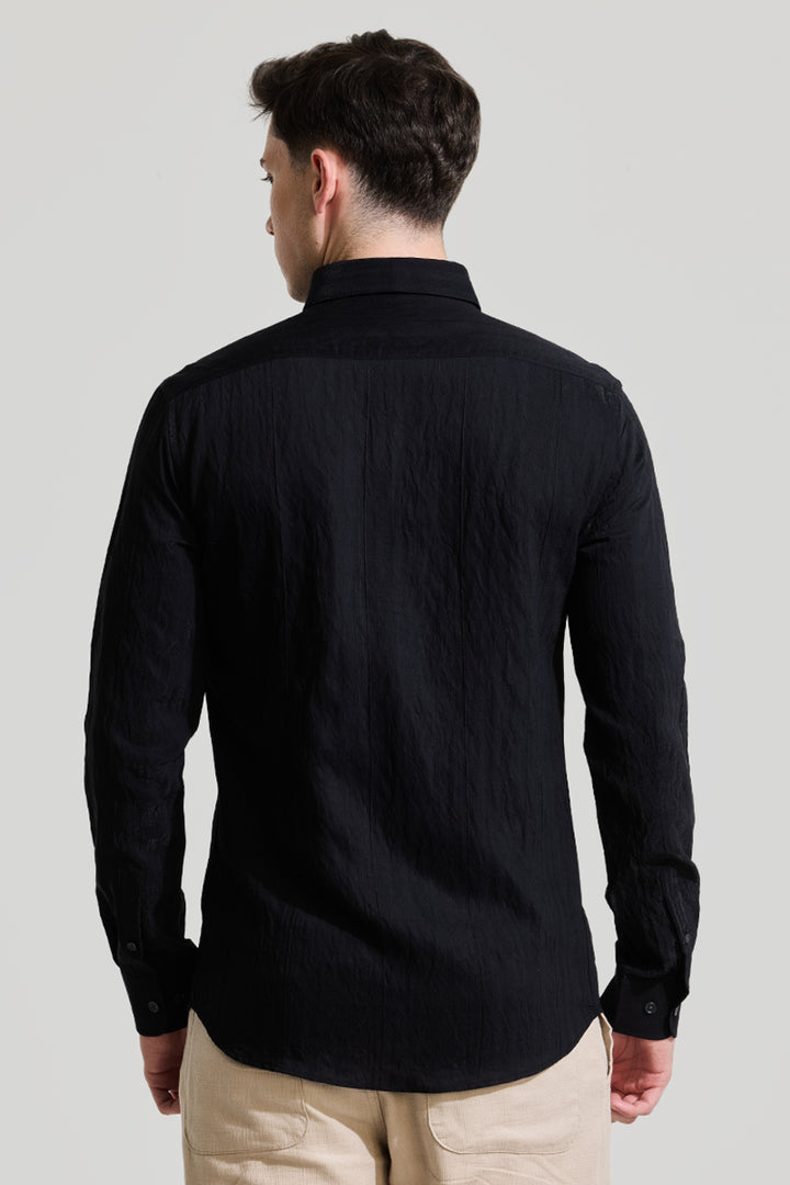 Black Textured Slim Fit Shirt