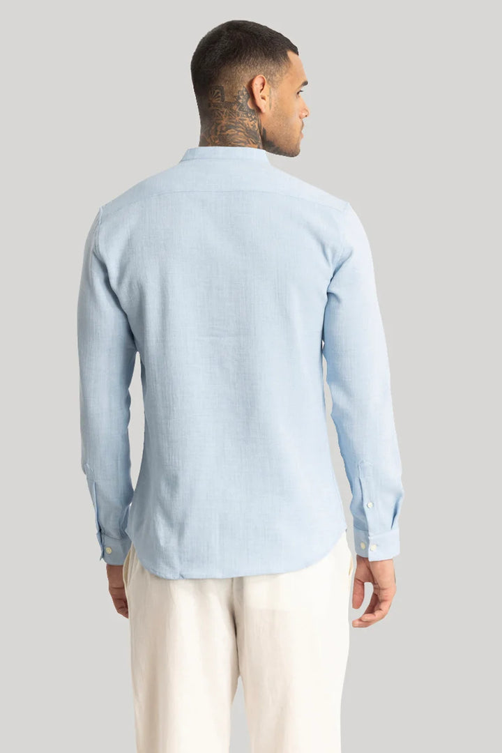 Light Blue Mandarin Linen Shirt