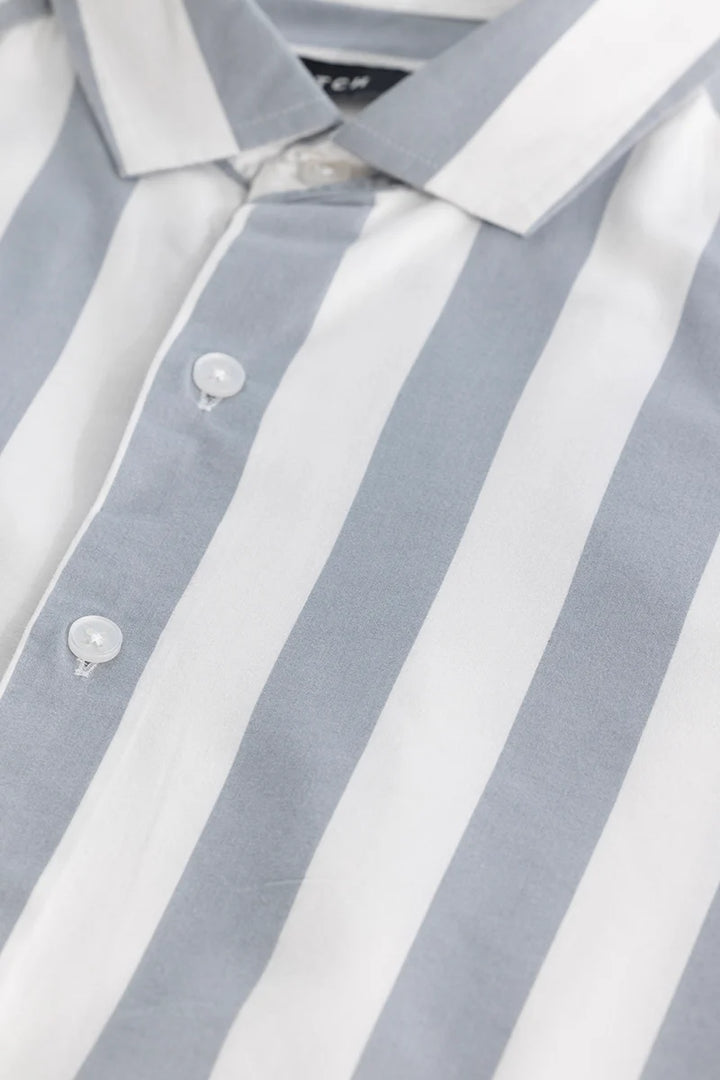 Grey Slim Fit Stripes Shirt