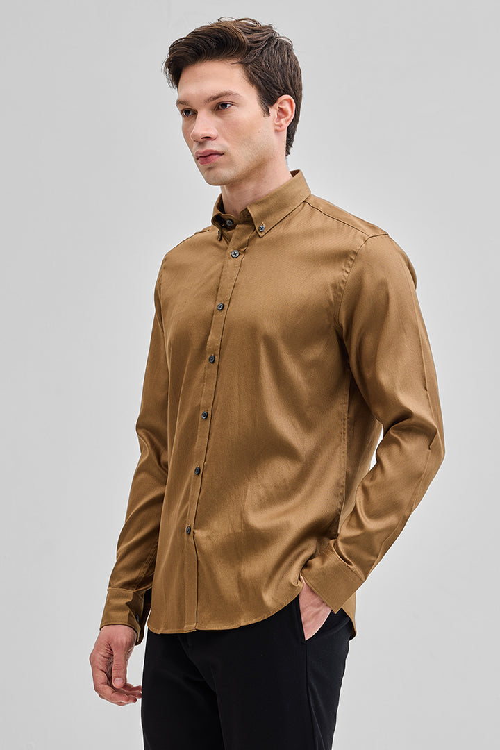 Tan Solid Twill Shirt