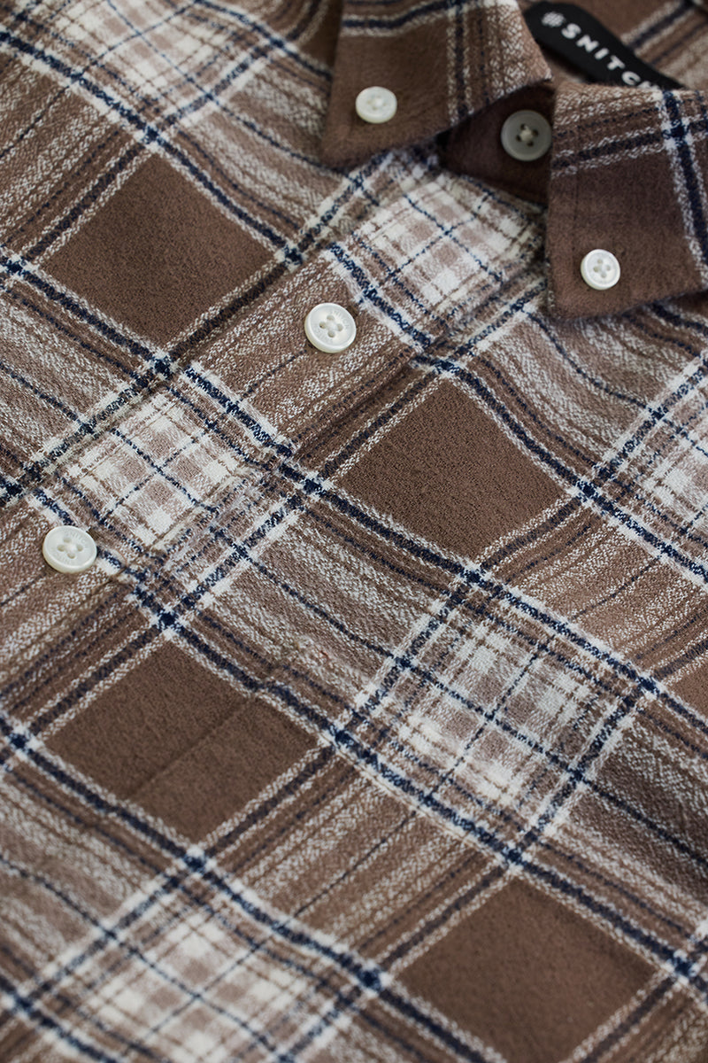 Brown Button Down Checks Shirt