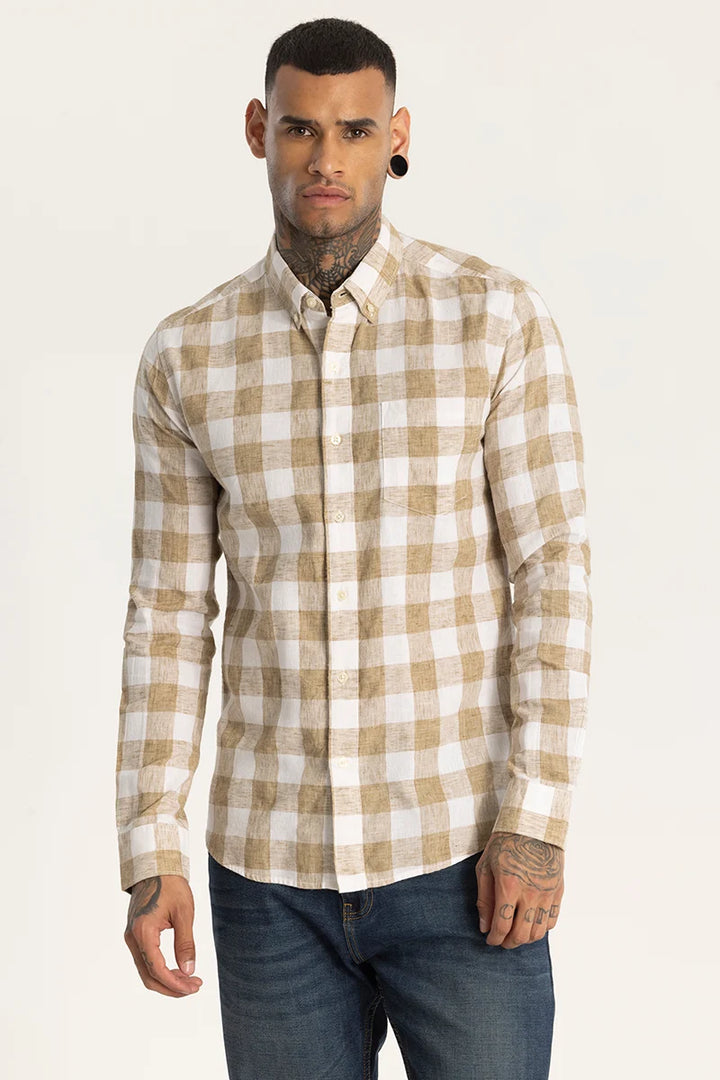 Beige Checks Linen shirt