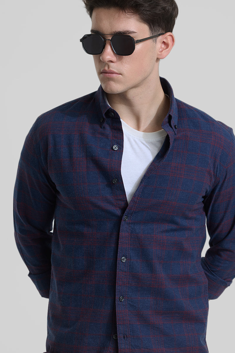 Navy Checks Slim Fit Shirt