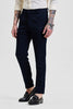 Navy Self-Design Slim Fit Trousers