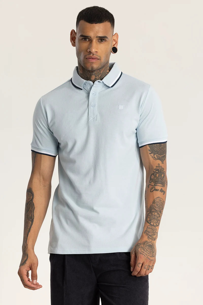 Light Blue Slim Fit Polo T-Shirt