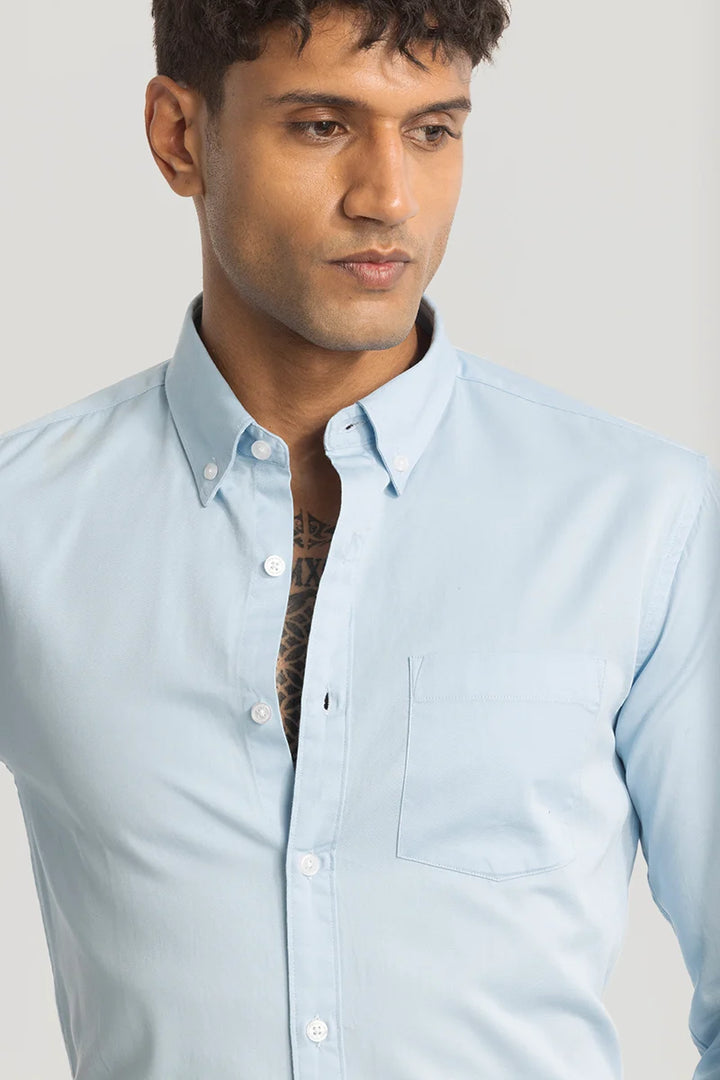 Light Blue Solid Oxford Shirt