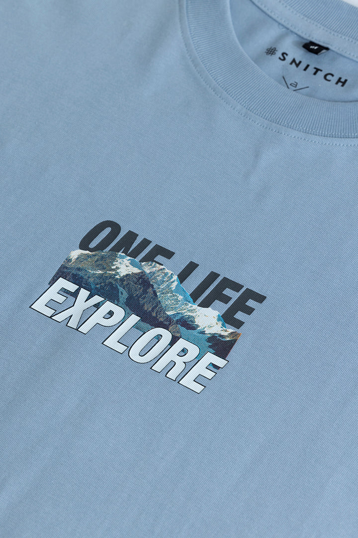 One Life Explore Blue Oversized T-Shirt