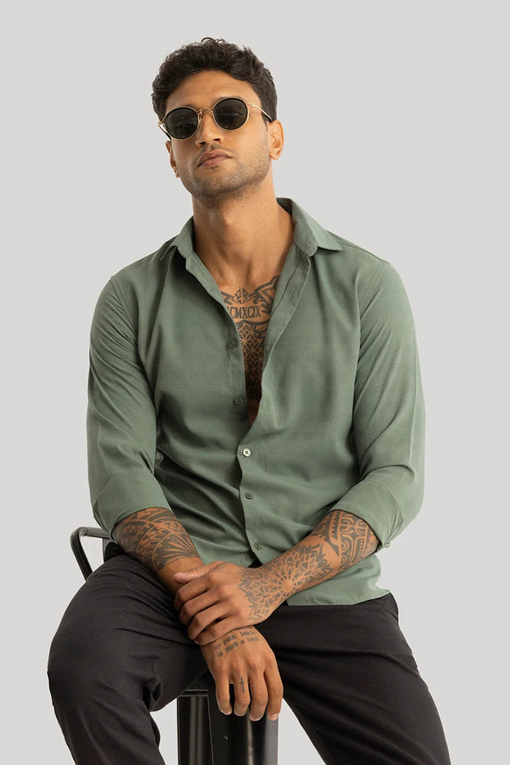 Anselmo Green Self-Design Shirt