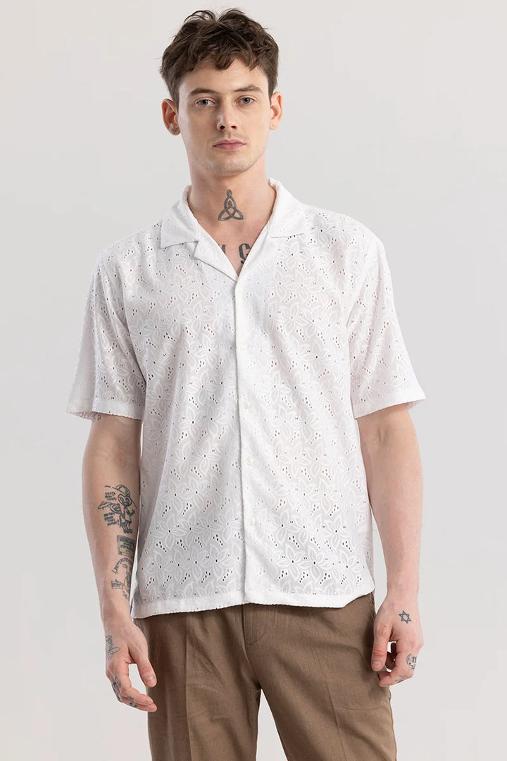 Equinox Crochet White Shirt