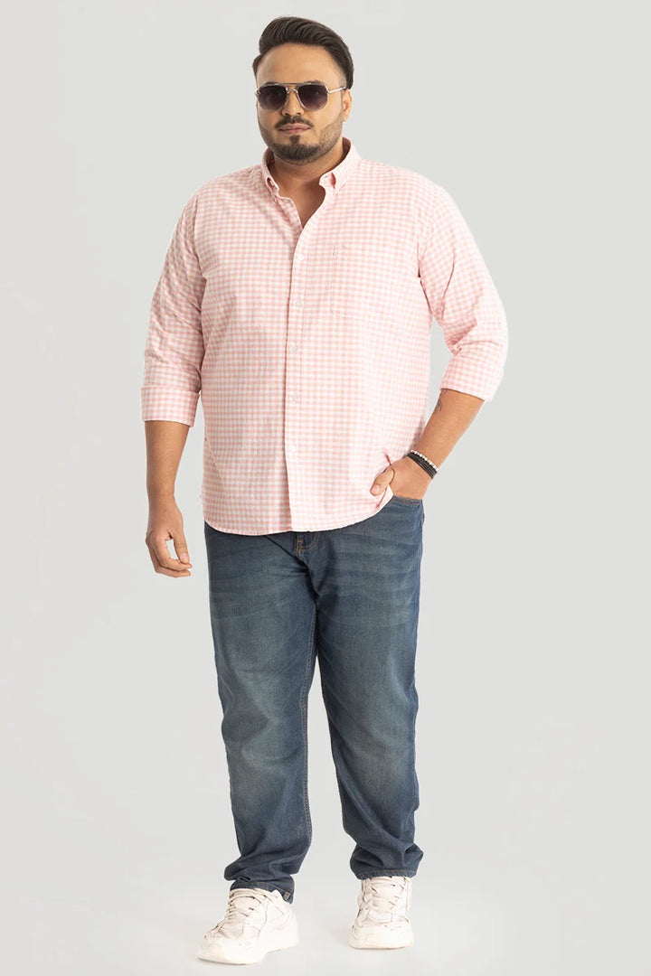 Pink Oxford Checks Plus Size Shirt