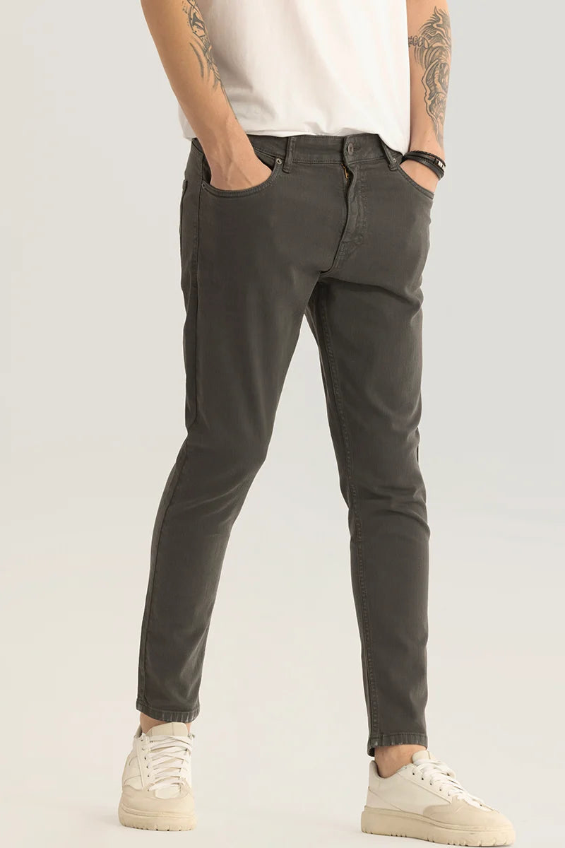 Quantum Dark Grey Plain Skinny Fit Jeans