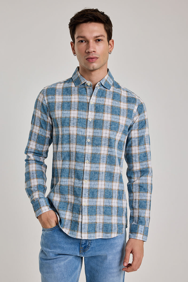 Blue Checks Linen Shirt