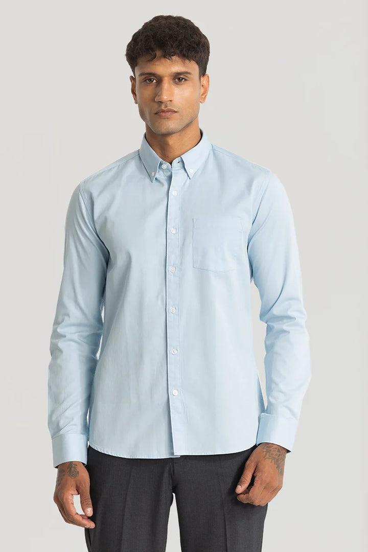 Light Blue Solid Oxford Shirt