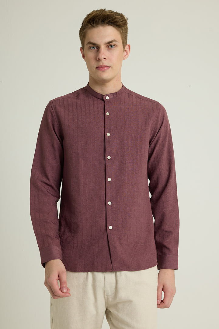 Mauve Mandarin Textured Shirt