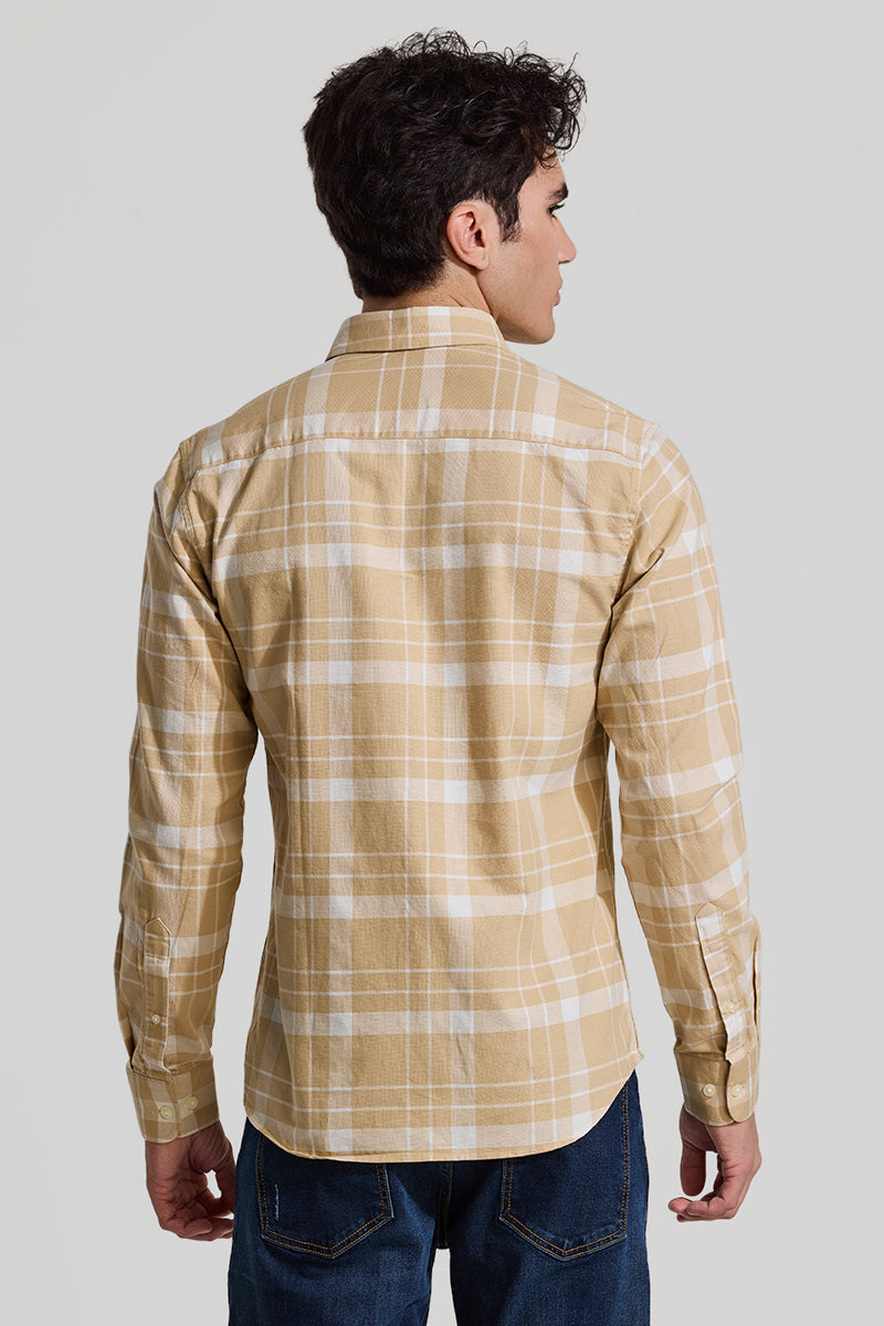 Beige Checks Slim Fit Shirt