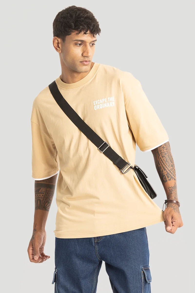 Escape The Ordinary Beige Oversized T-Shirt