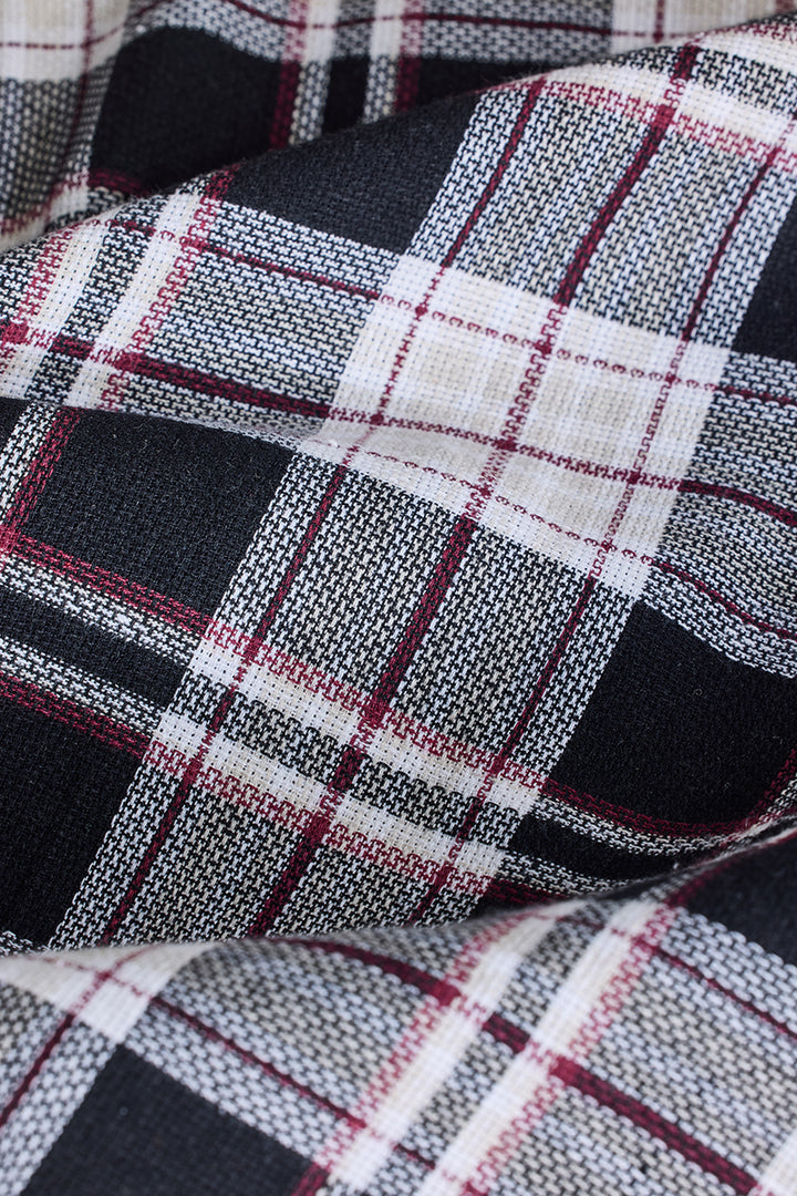 Black Checks Casual Plus Size Shirt