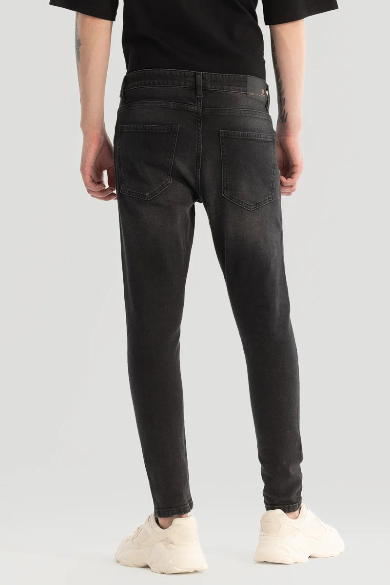 Charcoal Grey Distressed Skinny Fit Jeans