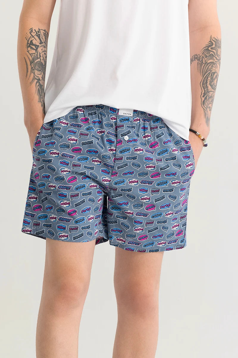 Gry Doodle Blue Printed Boxer