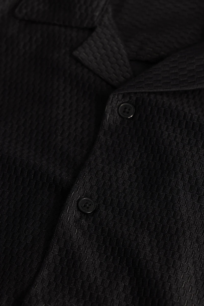 Black Cuban Textured shirt