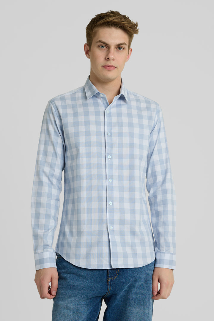 Blue Gingham Slim Fit Shirt