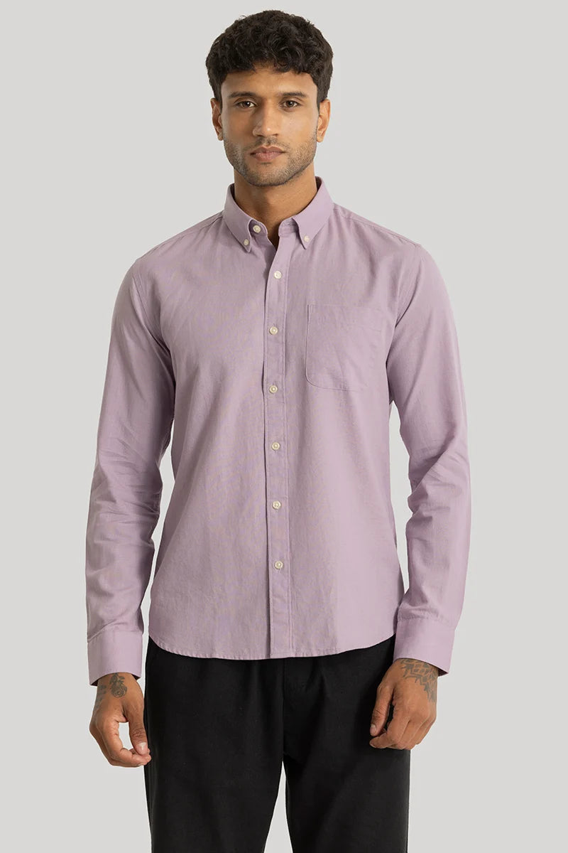 Henri Lavender Plain Linen Blend Shirt