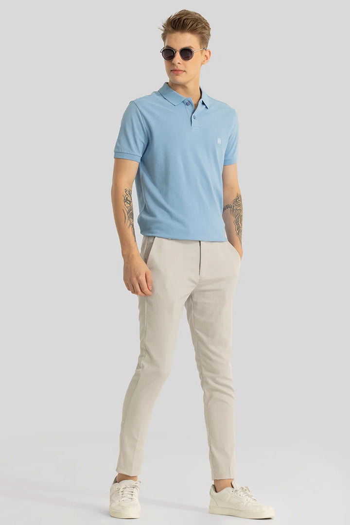 Yann Cream Plain Slim Fit Trousers