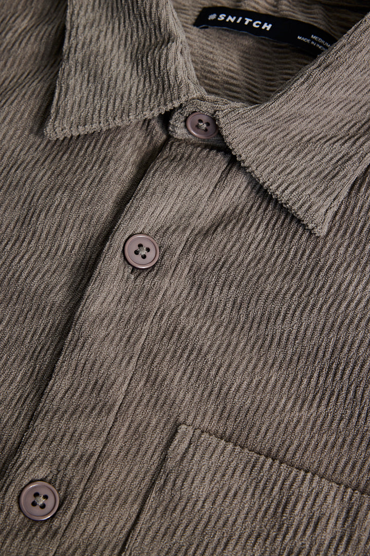 Grey Textured Corduroy Overshirt