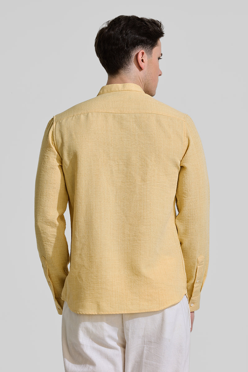 Yellow Mandarin Textured Shirt