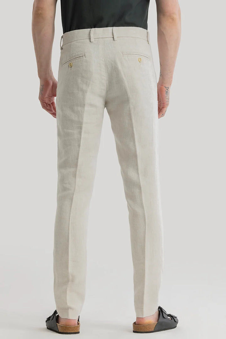 Mads Cream Plain Irish Linen Trousers